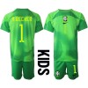 Brasilien Alisson Becker #1 Målvakt Bortaställ Barn VM 2022 Korta ärmar (+ Korta byxor)